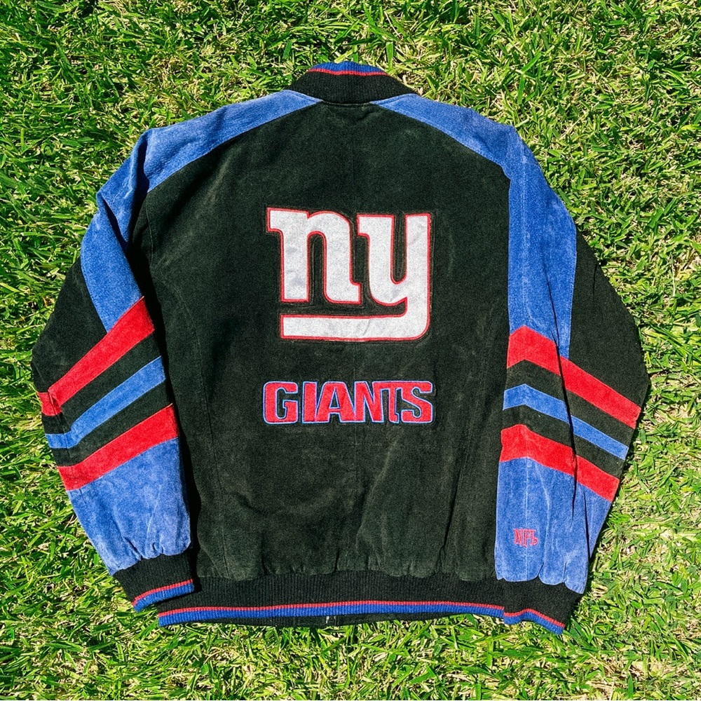 New York Giants Suede Leather Bomber Jacket G3 G-III Apparel Size XL NFL Vintage